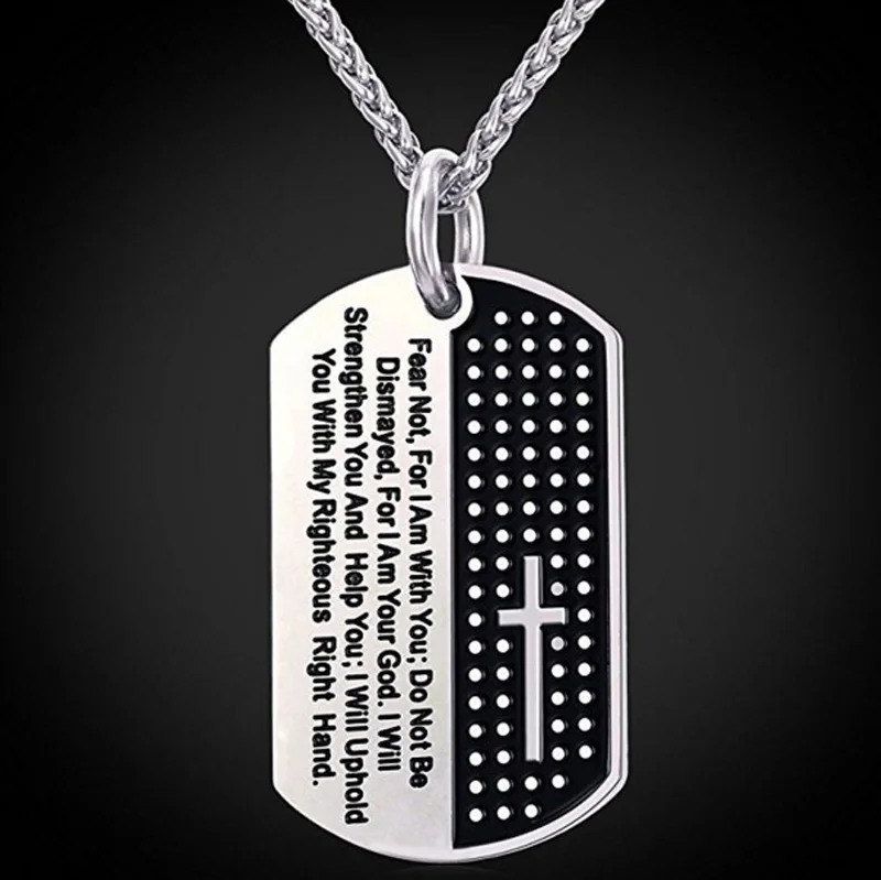 

Christian Necklaces Jewelry For Men Stainless Steel Punk Sweater Chain Rune Pendant Necklace On The Neck Religious Accessories
