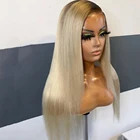 Парик средней части 26 дюймов длинный Омбре блонд прямой синтетический без клея на шнуровке спереди парик для черных женщин с детскими волосами ежедневный Косплей