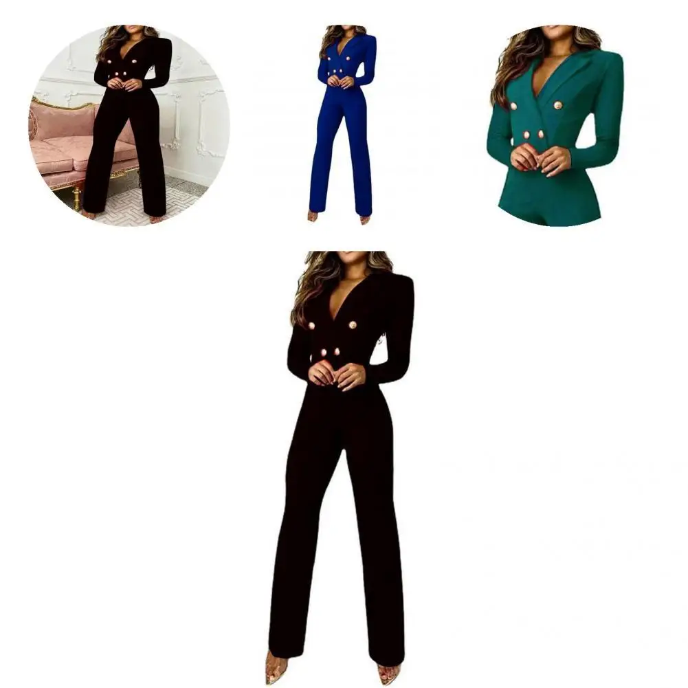 Нежный офисный комбинезон с V-образным вырезом Облегающий 4 цветов деловой