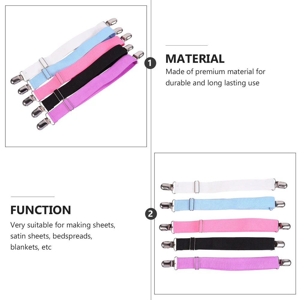 

5pcs Adjustable Bed Sheet Strap Clips Elastic Mattress Sheet Fasteners Holder