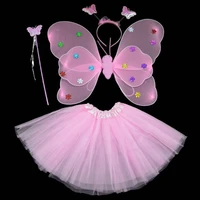 4pcs party dance costumes cosplay fairy princess kids butterfly wings wandheadbandtutu skirt new