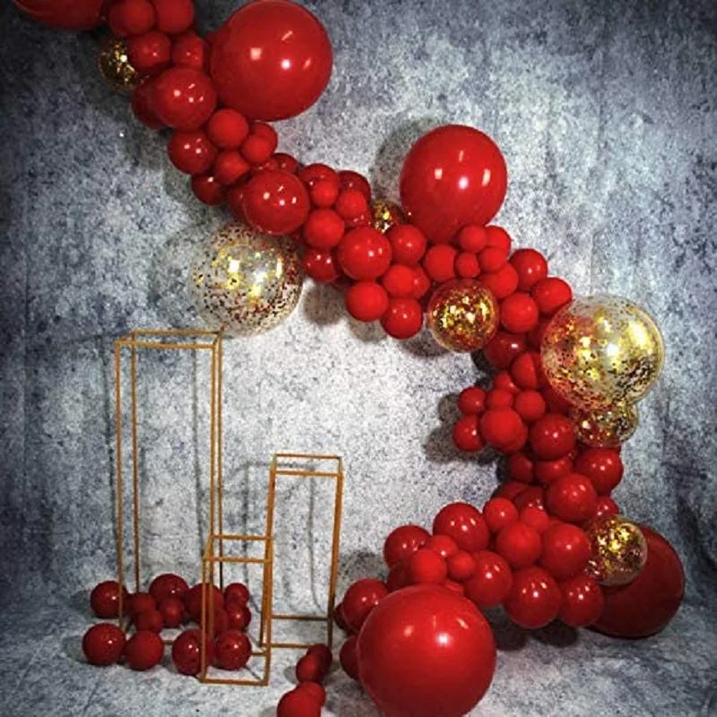 

133pcs Red Latex Balloons Gold Confetti Balloons Decor Wedding Baby Shower Welcome Party Girls Birthday Party Supplies