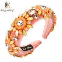 king shiny gorgeous baroque multi color crystal headband luxury hand made sparkly rhinestone padded sponge hairband girls bezel
