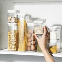 plastic storage food container kitchen organizer jars for bulk cereals tank refrigerator noodle box transparent sealed cans