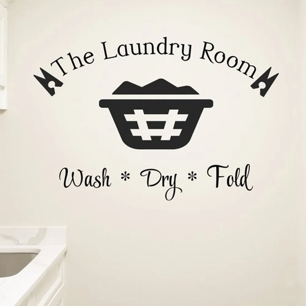 

Wash Dry Fold Quotes Wall Decal Laundry Room Vinyl Wall Sticker Toilet Home Decor Bathroom Nordic Home Decoration Art C235