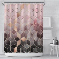bathroom curtain customizable logo printed polyester waterproof shower curtain marble pattern shading hanging cloth