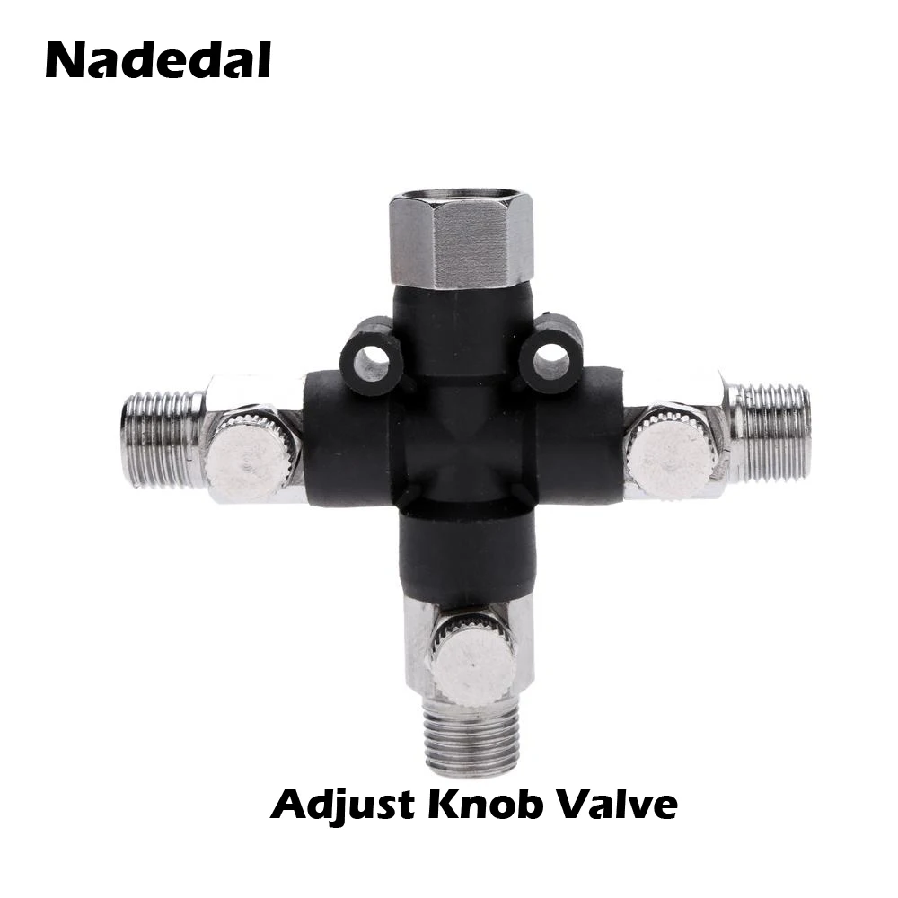 Adjust Knob 3-Way Airbrush Air Hose Splitter Manifold Airbrush Accessories Multi Use aerografo Airbrush Fittings 1/8" with Adjust Knob Valve - Цвет: Adjust Knob