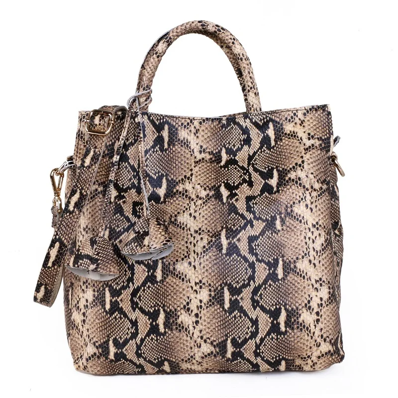 2021 New Casual Snake Pattern Handbag Women Big Tote Bag Genuine Leather Handbags for Ladies Elegant Shoulder | Багаж и сумки
