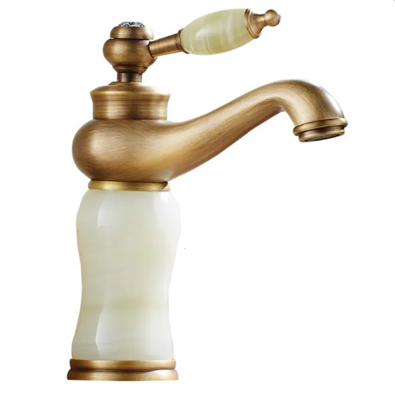 

Bad wasserhahn Europischen antiken wasserhahn Heien und kalten wasser Reines kupfer Jade Waschbecken mixer