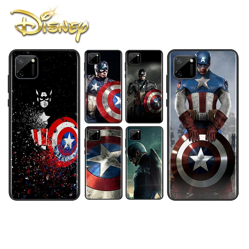 

Marvel Captain America For Realme Q2i Q2 V15 V5 V3 XT X50 X7 X3 X2 C21 C17 C15 C11 C3 C2 Pro 5G Silicone Soft Phone Case