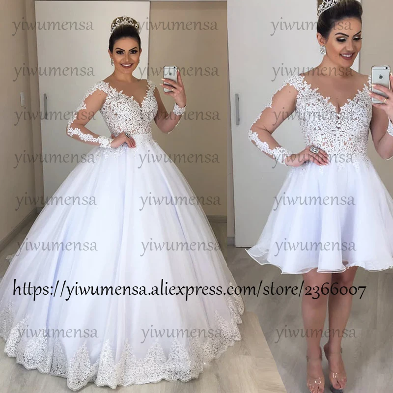 Vestido De Noiva 2 в 1, свадебное платье со съемным шлейфом, 2 предмета, Свадебный платья, платье, платье для свадьбы 2 EM 1, платья