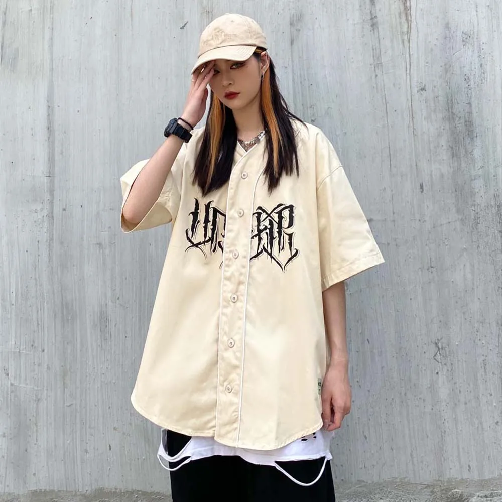 Бейсбольная рубашка с надписью Dark Icon уличная одежда рубашки в стиле хип хоп