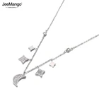 JeeMango винтажное ожерелье из нержавеющей стали CZ Хрустальная звезда Подвеска в виде Луны модное ожерелье-чокер для женщин JN19116