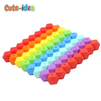 cute idea 200pcs 14mm hexagon silicone beads food grade bpa free soft baby chew teething silicone beads baby teethers necklace