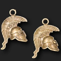 4pcs antique bronze color 3d roman warrior helmet charm vintage necklace bracelet diy handmade metal jewelry pendants