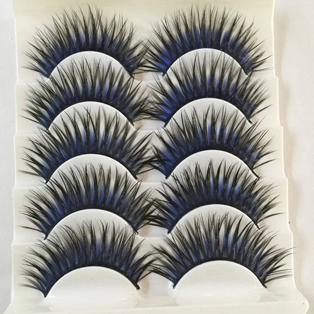 Новинка 5 пар черные и синие очаровательные густые накладные ресницы для
