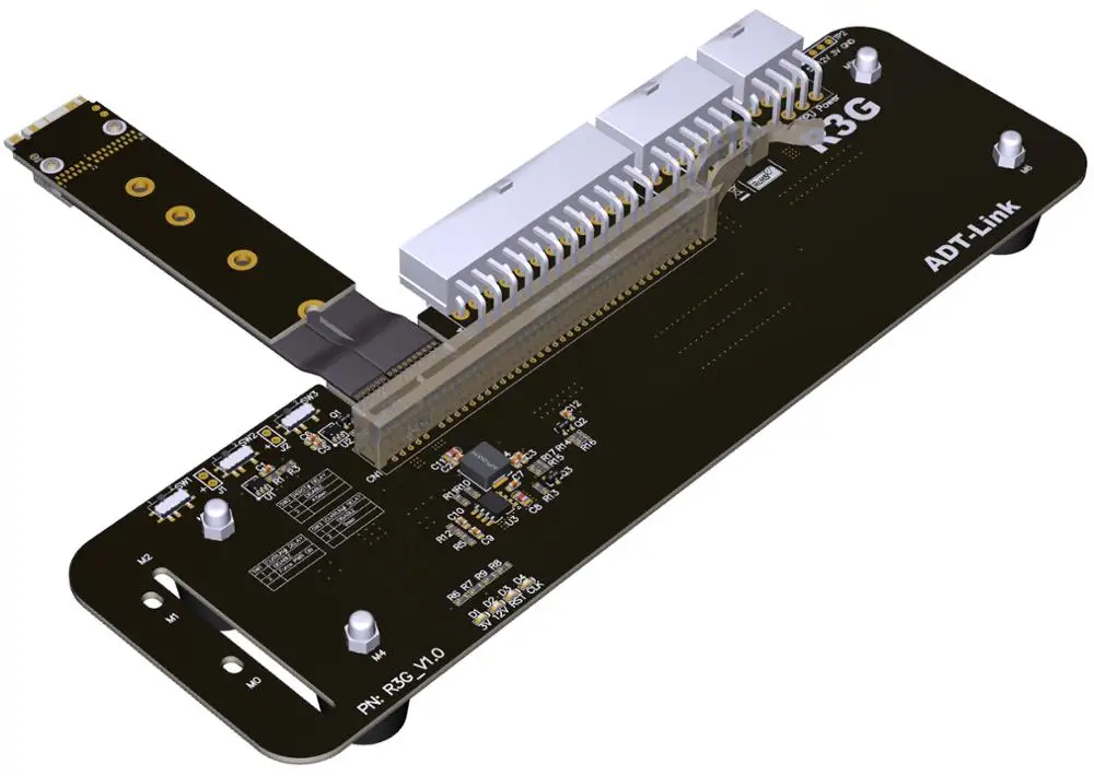 Кронштейн M.2 key M NVMe для внешней видеокарты с переходным кабелем PCIe3.0 x4 25 см 50 32Gbs ITX