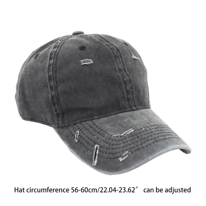 

Unisex Vintage Washed Cotton Baseball Distressed Ripped Solid Color Sunscreen Outdoor Sport Snapback Sun Visor Hat