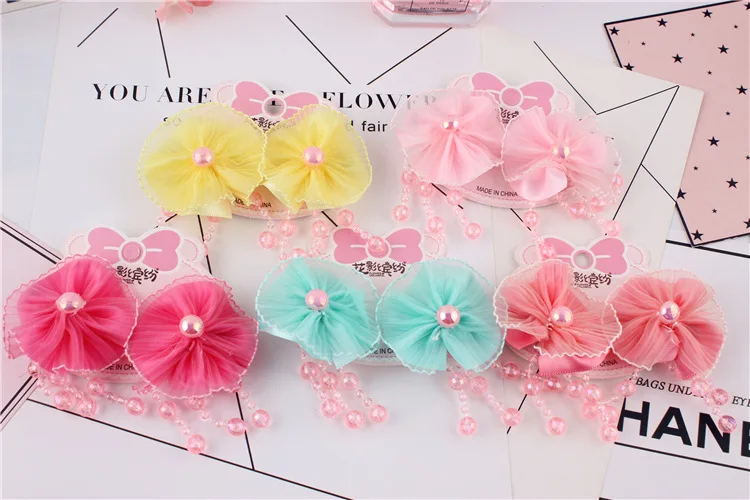 Модный бант Принцесса шпильки для маленькой девочки большой марлевые вязаные