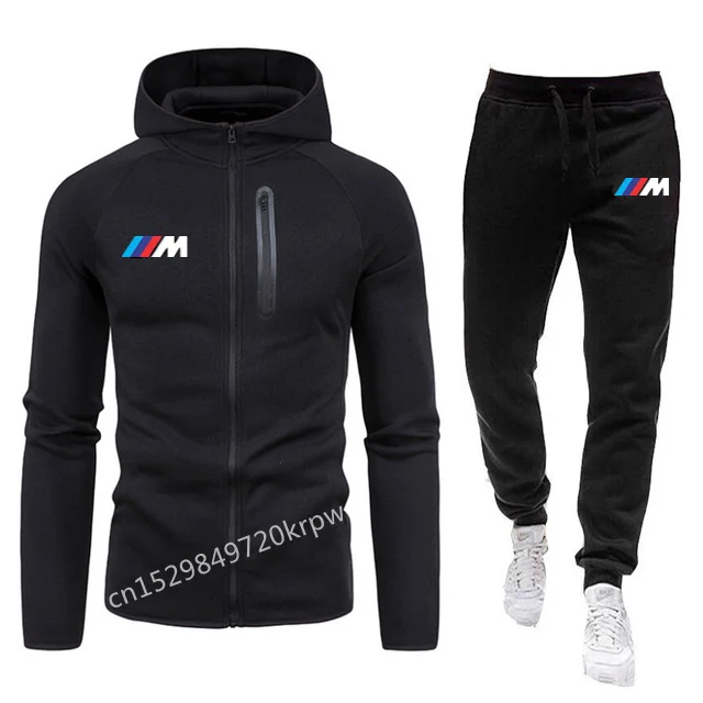 

2021 Hooded tracksuit Men Set Sporting for smile bmw Jacket+Pants 2 Pieces Sweatshirt &Pant racing Suit ju