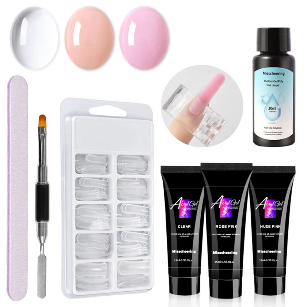 

Acrylic Nail Kit Powder 3D Tips Glass Cup Nail Brush Crystal Polymer Carved Nail Art Kit Complete Manicure Nail Extension Kit