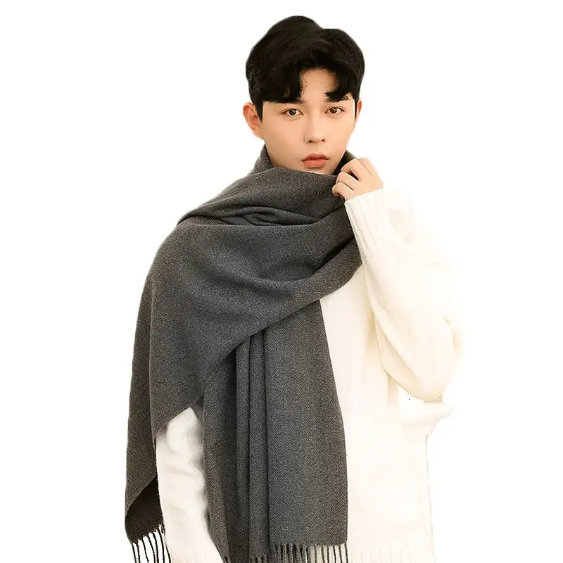 

New Winter Classic Tassel Solid Scarf Women Couple Warm Knitting Neck Poncho Wool Blend W12 Hot Sale