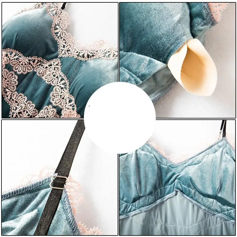 

4PCS Robe Set Velour Women Sleepwear Sexy Nightgown Sexy Lace Trim Kimono Bathrobe Gown Casual Pajamas Loose Home Clothing