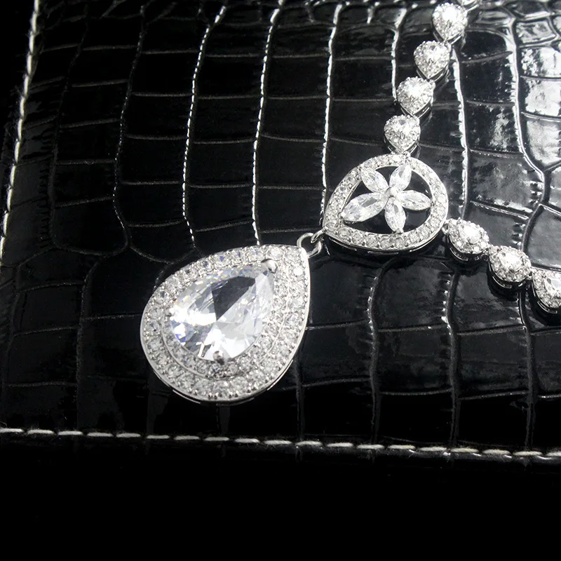 Новое поступление набор женских свадебных украшений с красными фианитами в виде