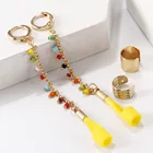 Минар 2 паркомпл. в богемном стиле Цвет Фул бусины кисточкой, серьги для женщин, цепочка золотого цвета Цвет цепи наушники не сужающийся книзу массивный клипсы аксессуары