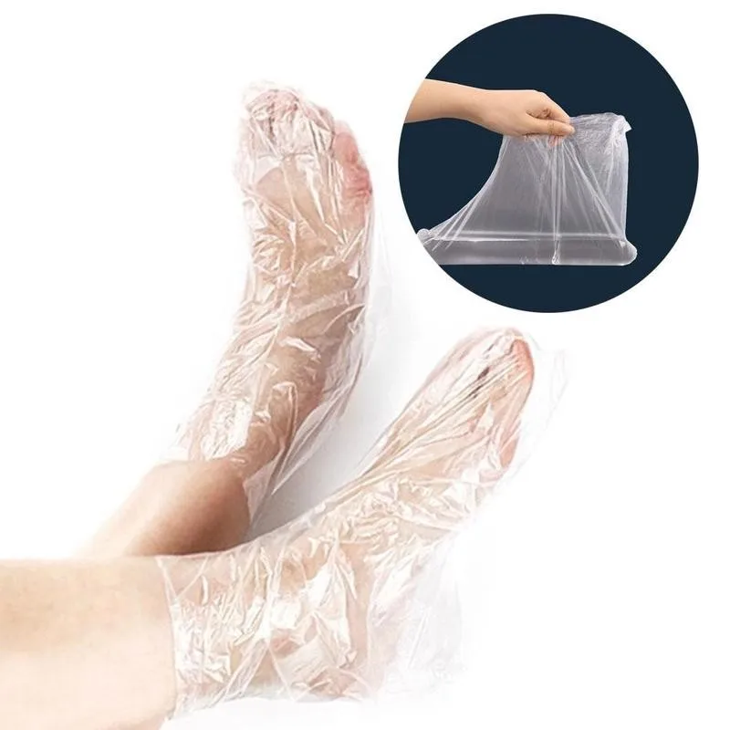 

100Pcs/Pack Disposable Plastic Foot Covers Transparent Shoes Cover Paraffin Bath Wax SPA Therapy Bags Liner Booties