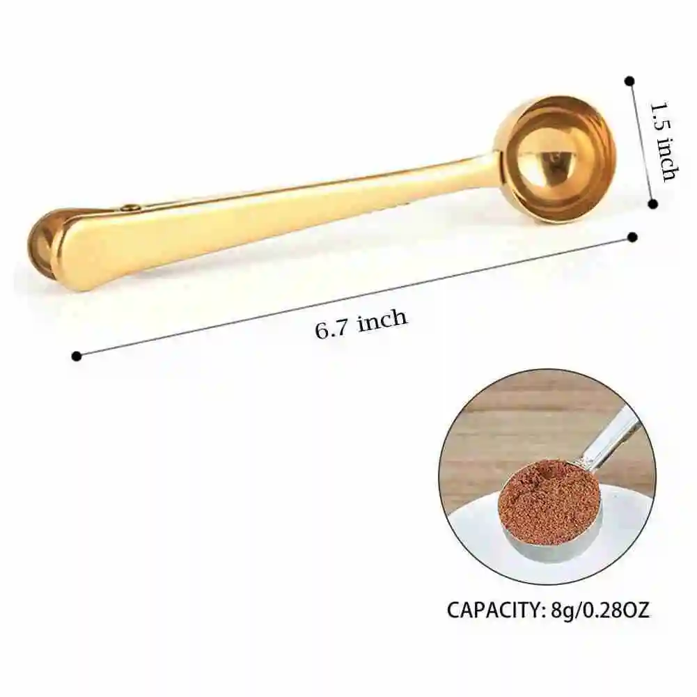 

1Pcs Multifunction Stainless Steel Coffee Scoop With Clip Coffee Tea Measuring Scoop Ground Coffee Measuring Scoop Spoons