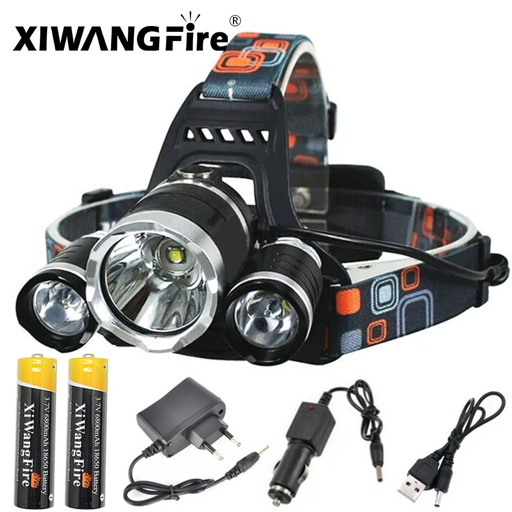 

Rechargeable Zoom Led Headlamp Fishing Headlight Torch Hunting Head Lamp Camping Waterproof Head Light Use Two 18650 Batteries