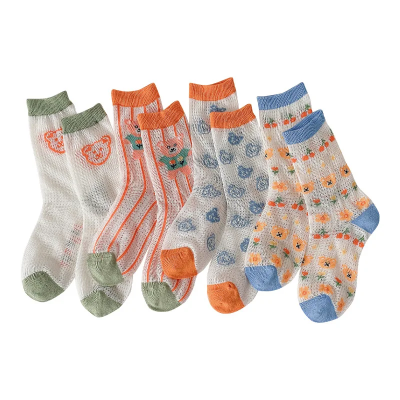 Летние детские носки корейская мода 4 пар/лот тонкие сетчатые для маленьких