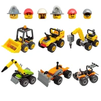original small building blocks engineering vehicle excavator forklift figures desktop decoration toy for children birthday gift