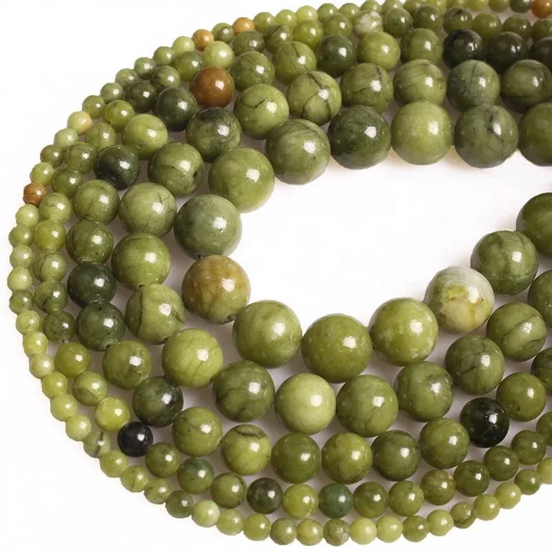 

4-12mm Natural Green Gemstone Loose Beads Pearl Stone Beads Chinese Green Jades For Jewelry Making Necklace Bracelet Yoga