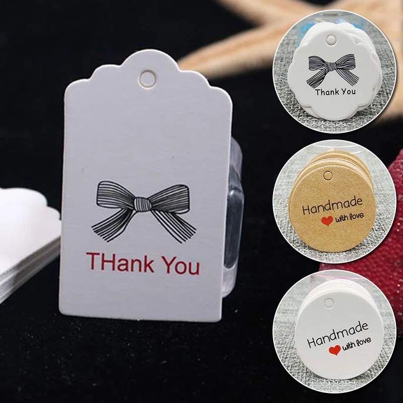 100Pcs Kraft Paper Multi-style Packaging Hang Tags Wedding/Birthday Party Candy Boxes Price for Flower/Cosmetics Labels - купить по