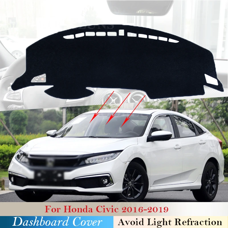 

Dashboard Cover Protective Pad for Honda Civic 10 2016~2019 Car Accessories Dash Board Sunshade Carpet FB FK FA FD 2017 2018