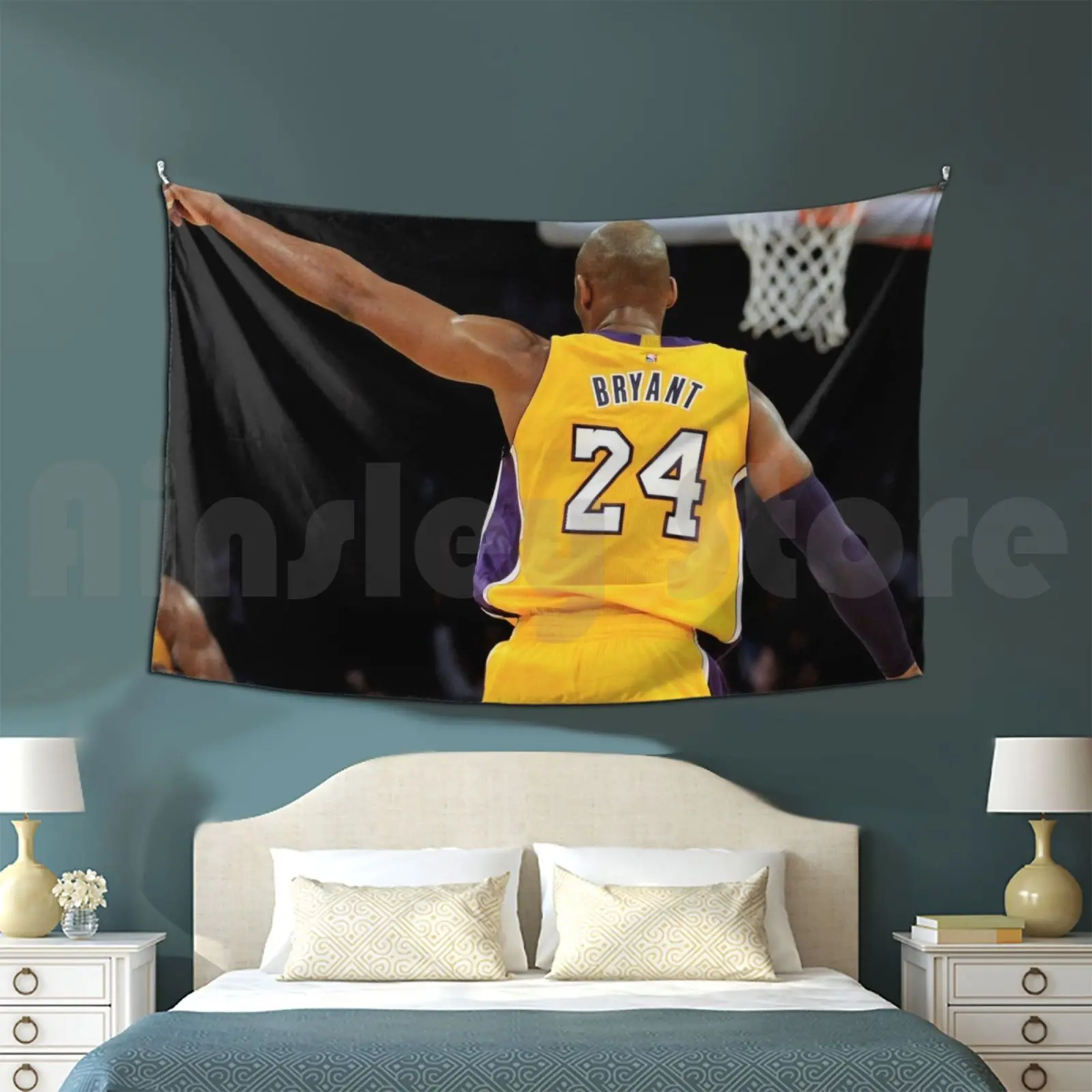 Three Points Bryan Tapestry Living Room Bedroom Sports Basketball Rip Mamba Legend Black Shoes