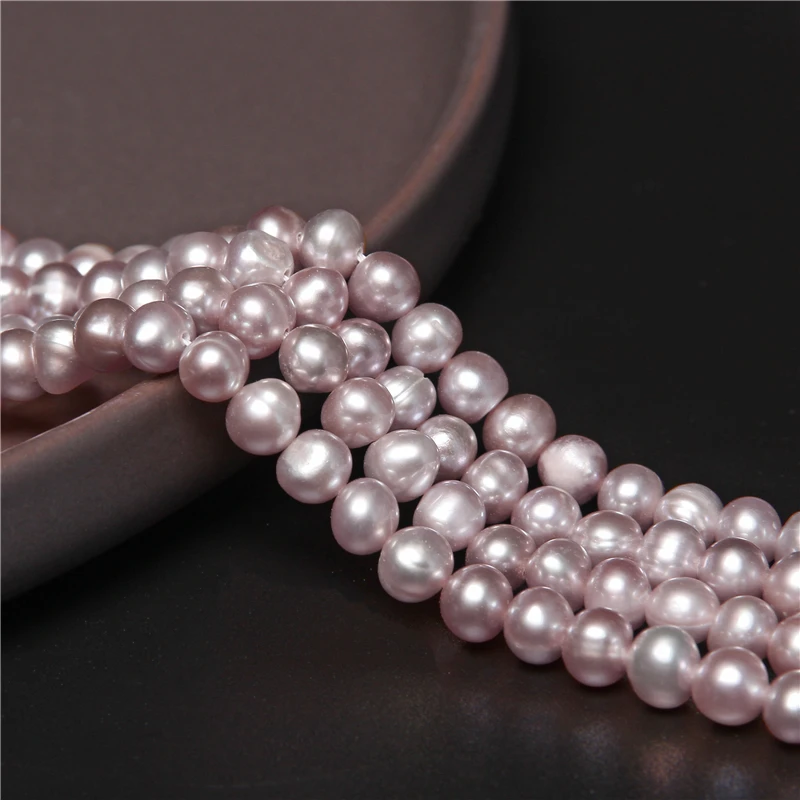 

Natural Freshwater Pearl Beads White Purple Near Round 6-7mm Pearl Loose Spacer Beads for Jewelry Making Bracelet Necklace 14"