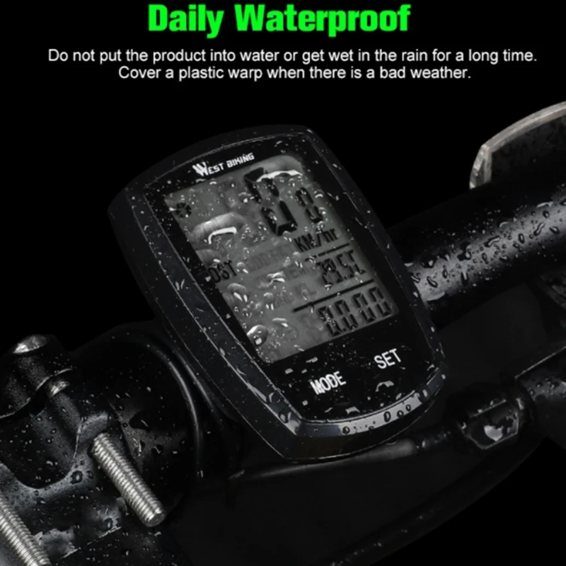 

WEST BIKING Bike Computer Wireless Wired Speedometer Odometer Waterproof LCD Backlight Cycling MTB Bicycle