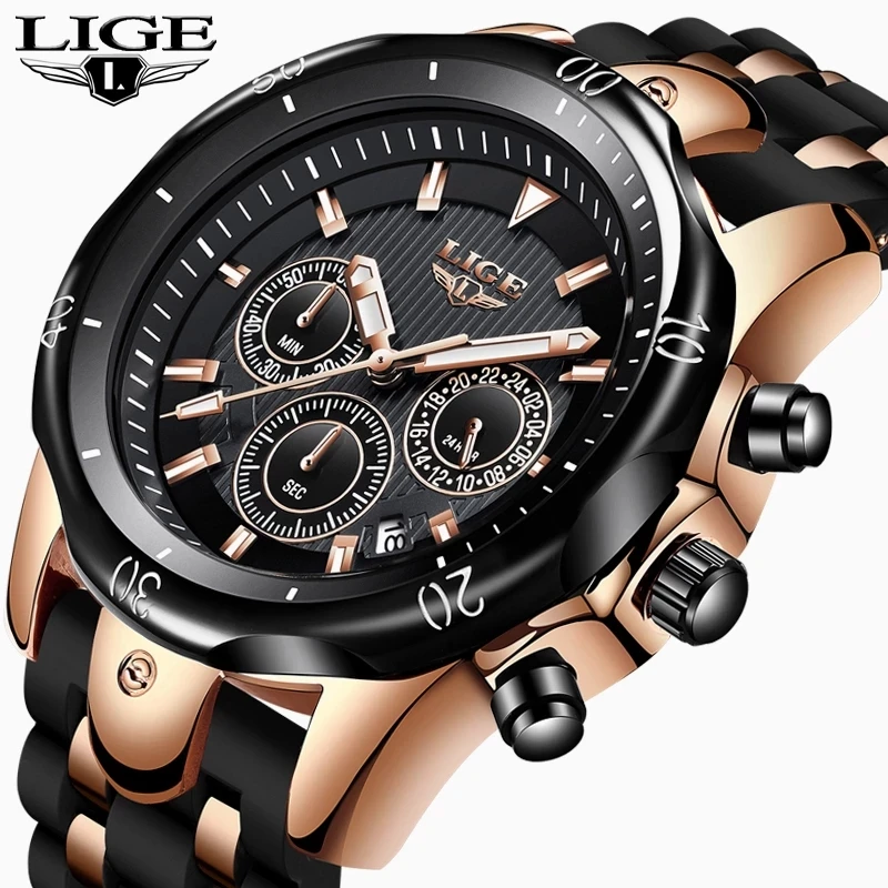 

LIGE New Fashion Men Watch Top Brand Sport Watches Mens Waterproof Quartz Clock Man Casual Military WristWatch Relogio Masculino