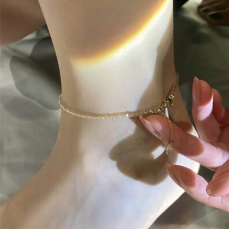 

Simple Crystal Beaded Anklet For Women Temperament New Jewelry Bohemian Beautiful Summer Beach Holiday Anklets Adjustable
