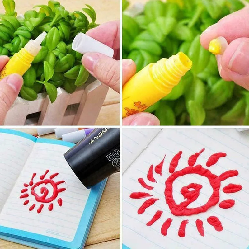 

6 Pcs Magic Popcorn Pen 3D Art Safe for Greeting Birthday Cards Children DSS899