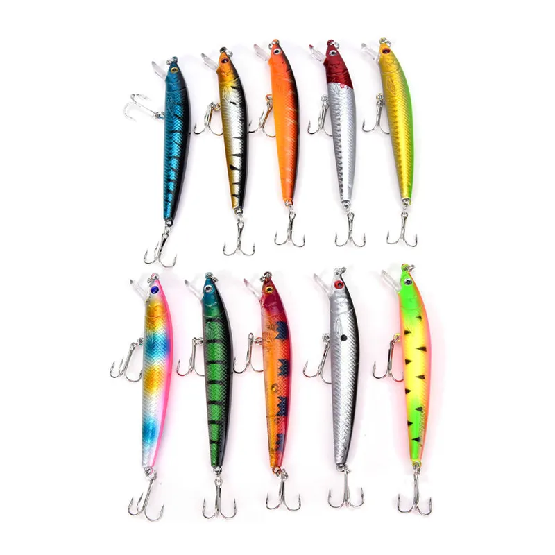 

5 шт./лот 9,5 см Жесткая рыболовная приманка многоцветный Плавающий Тип Рыболовная Снасть гольян Тройная снасть Лазерные Крючки рыболовная п...