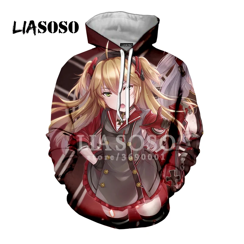 LIASOSO 3D Print Women Men Japan Anime Azur Lane Kawaii Girls Hooded Hoodies Sweatshirts Pullover Harajuku Streetwear X2440 | Мужская