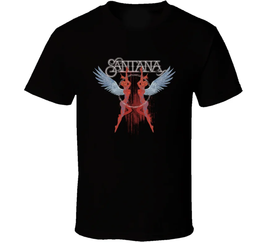 Santana Rock Band Flight Logo рубашка черная белая футболка Мужская Бесплатная доставка Ретро