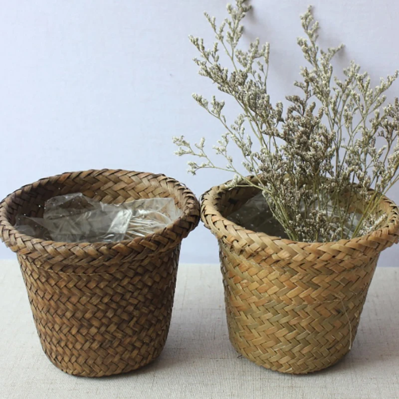 1 шт. бамбуковые корзины для хранения соломенные Лоскутные ручные плетеные из