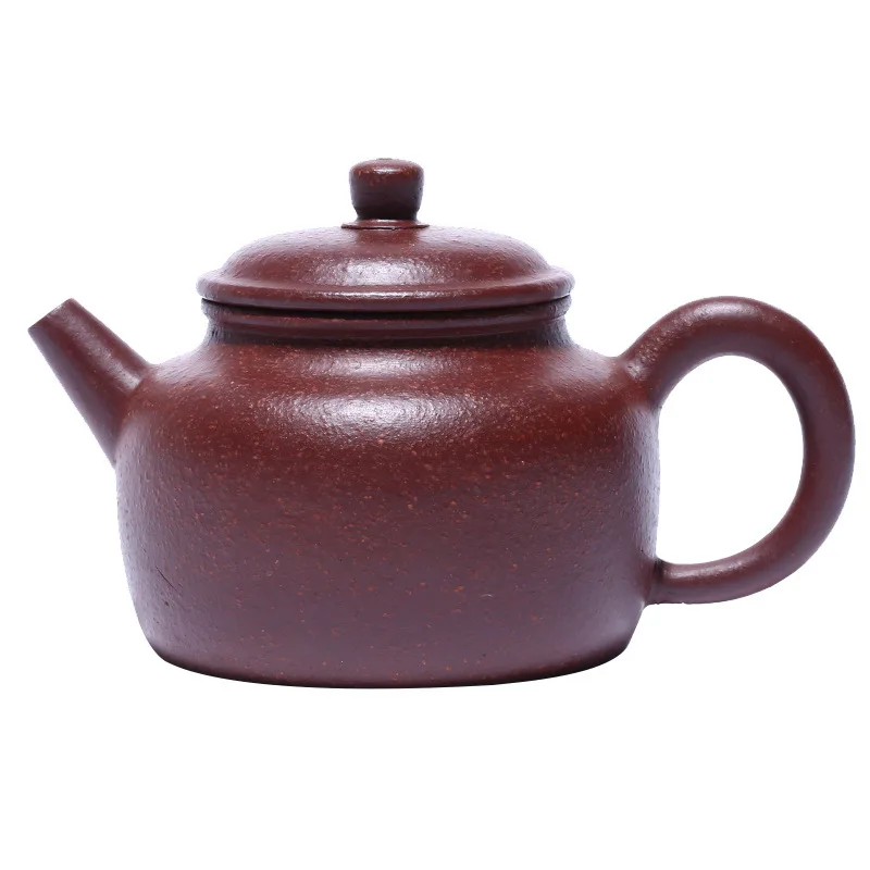 

Yixing Ding Shu Zhen Famous Full Manual Dark-red Enameled Pottery Teapot Coarse Sand Purple Mud Bell Brewing Tea Kettle Tea Set