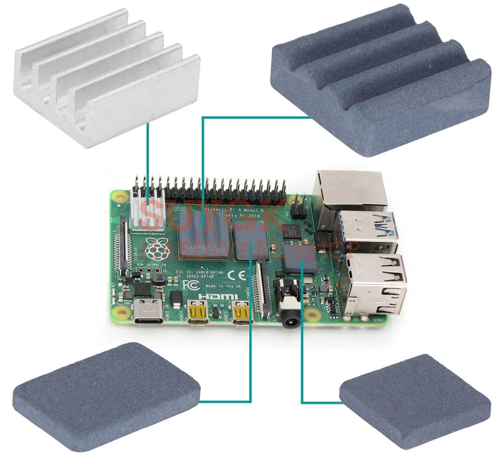 Raspberry PI 4 теплоотвод 4 шт. SIC охлаждающая раковина из карбида кремния керамический радиатор слепой излучающий плавник Raspberry PI 4 Модель B 4B