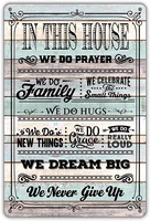 home living room wall decoration metal tin sign in this house we do prayer retro home decoration metal plate 8x12 inches